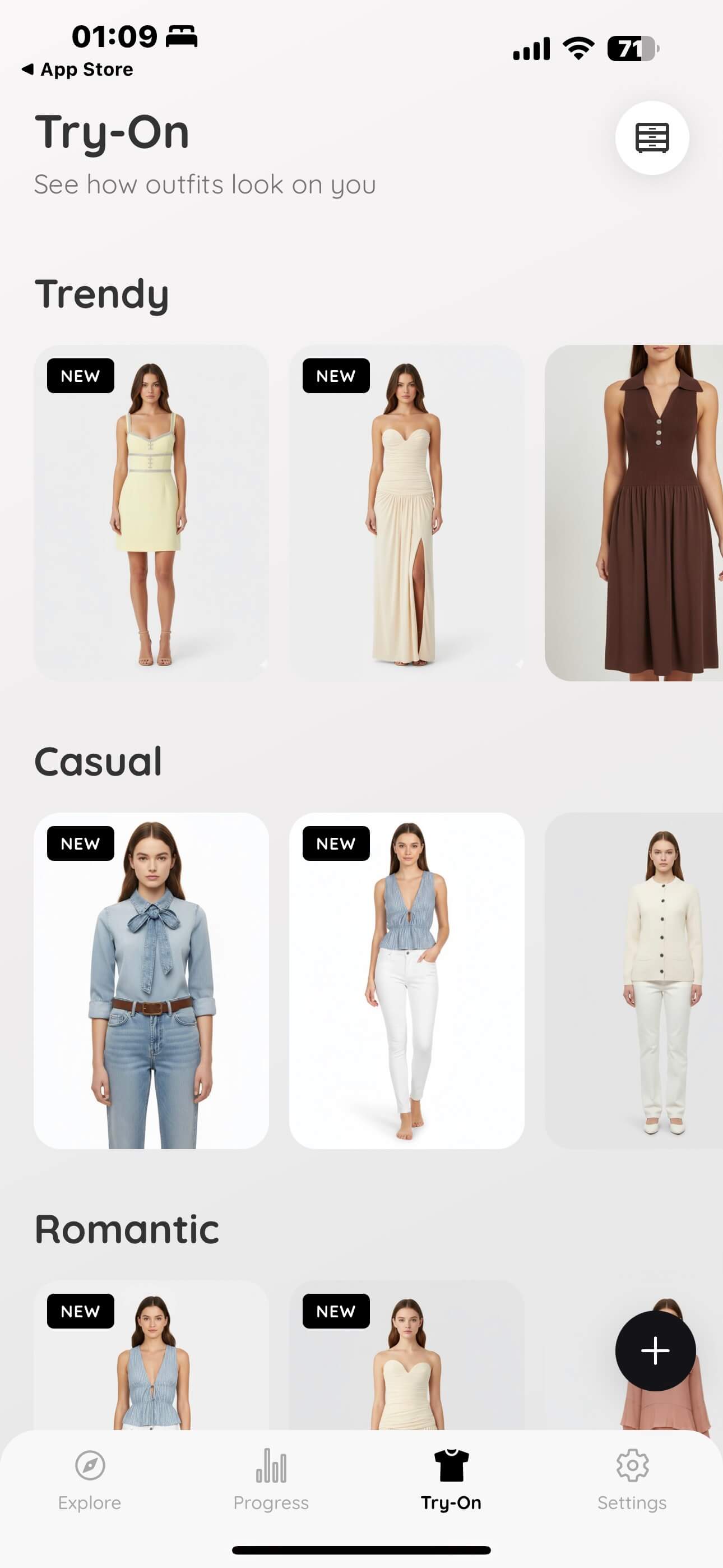 BodyMuse virtual try-on feature showing AI-generated outfit preview on user photo
